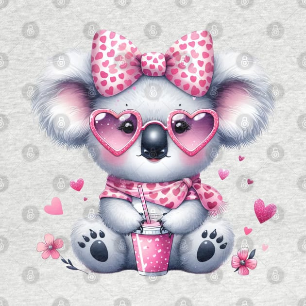 Valentine Koala Drinking Ice Cream by Chromatic Fusion Studio